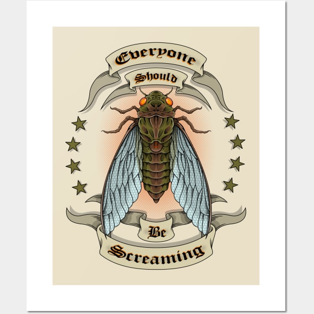 Cicada Scream Wall Art by davemyersillustration